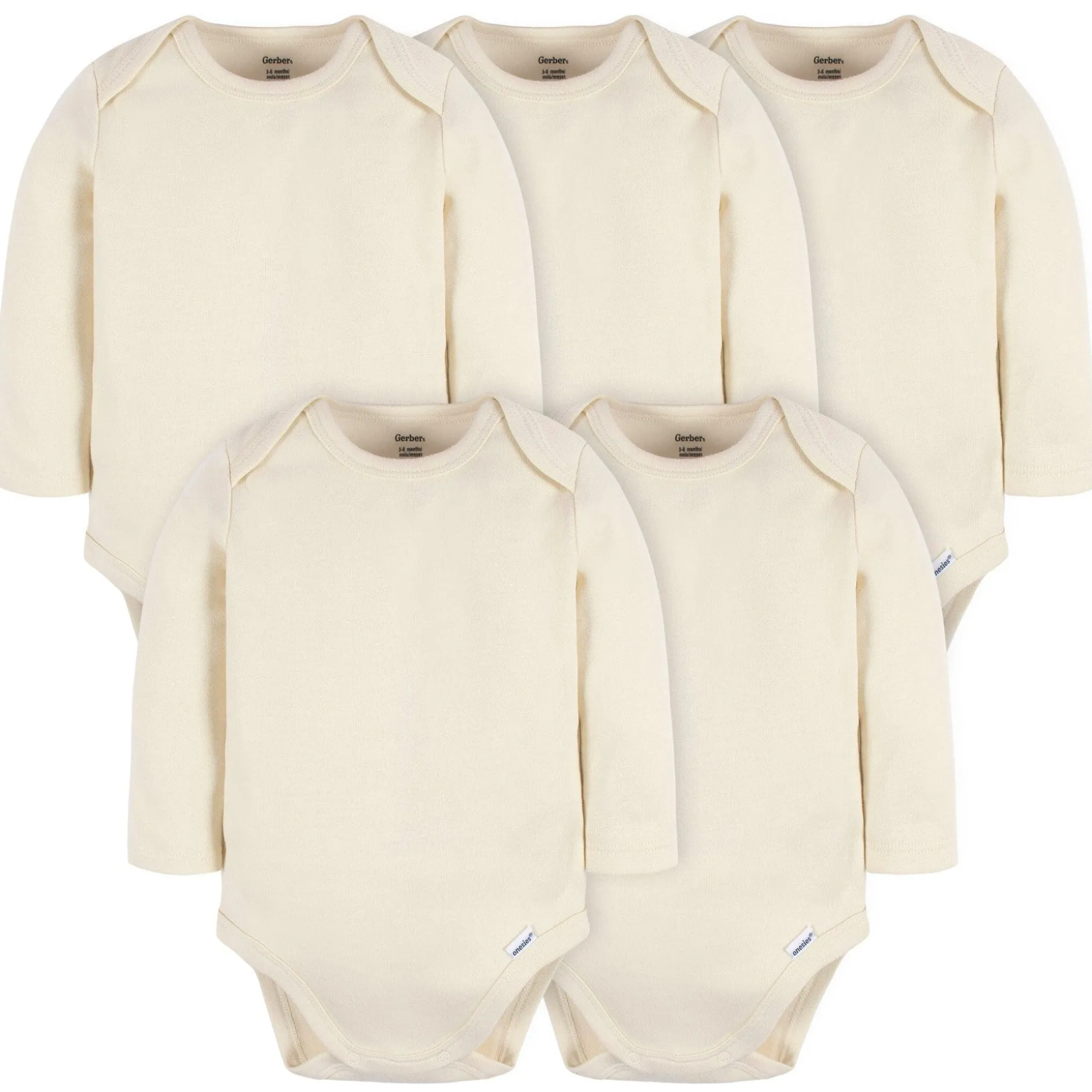 5-Pack Baby Natural Premium Long Sleeve Onesies® Bodysuits