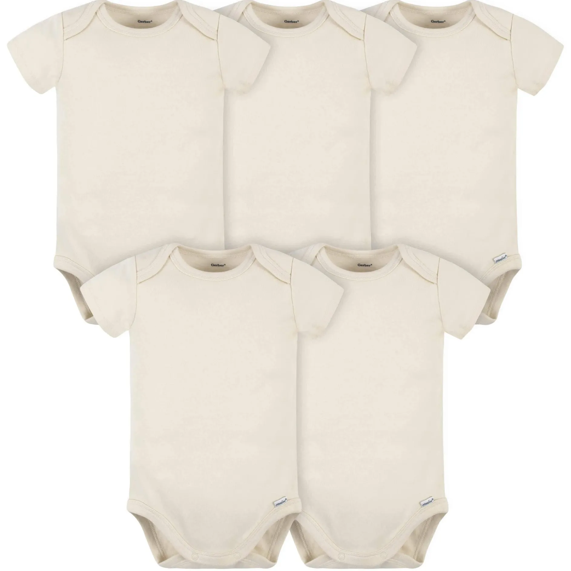 5-Pack Baby Natural Premium Short Sleeve Onesies® Bodysuits