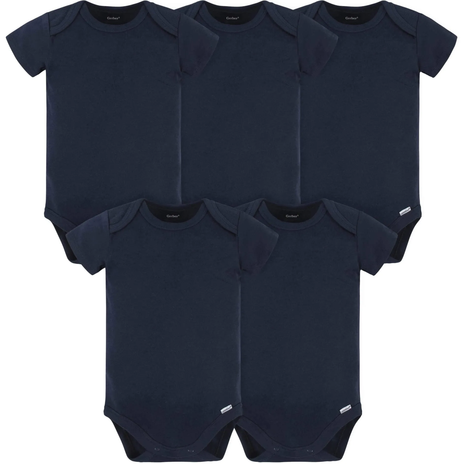 5-Pack Baby Navy Premium Short Sleeve Onesies® Bodysuits