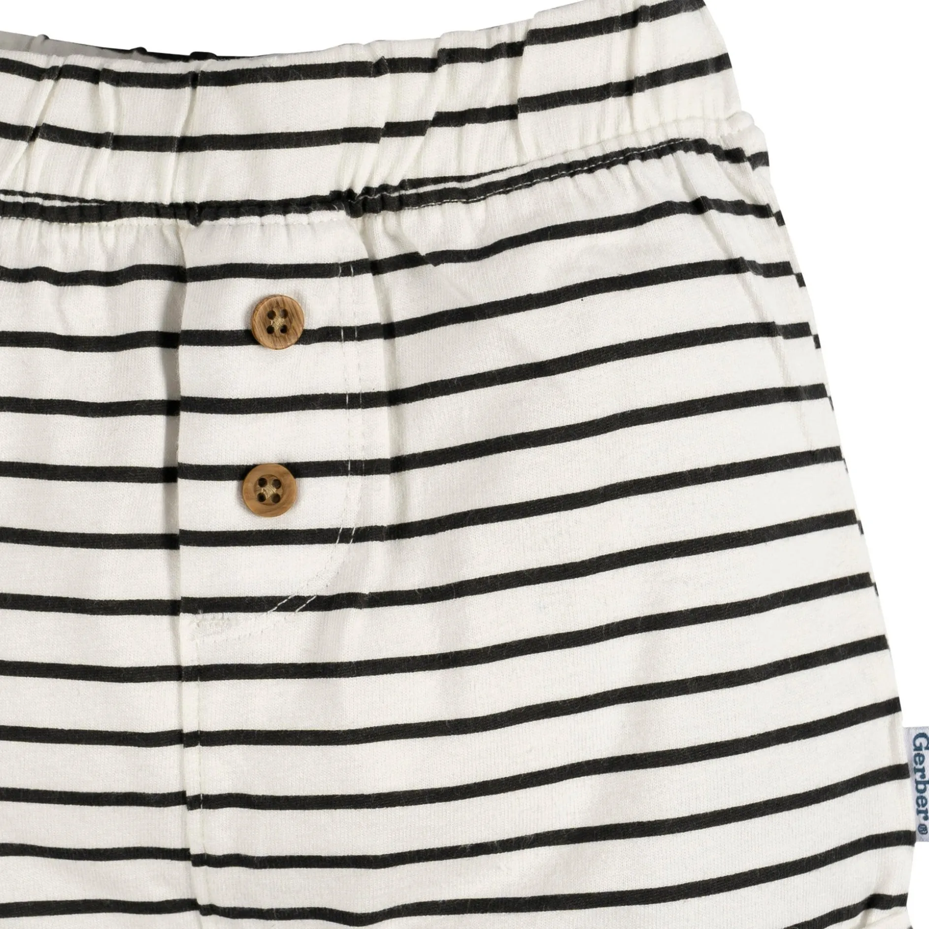 3-Pack Baby Neutral Black Stripe, Light Grey Heather, & Green Knit Shorts