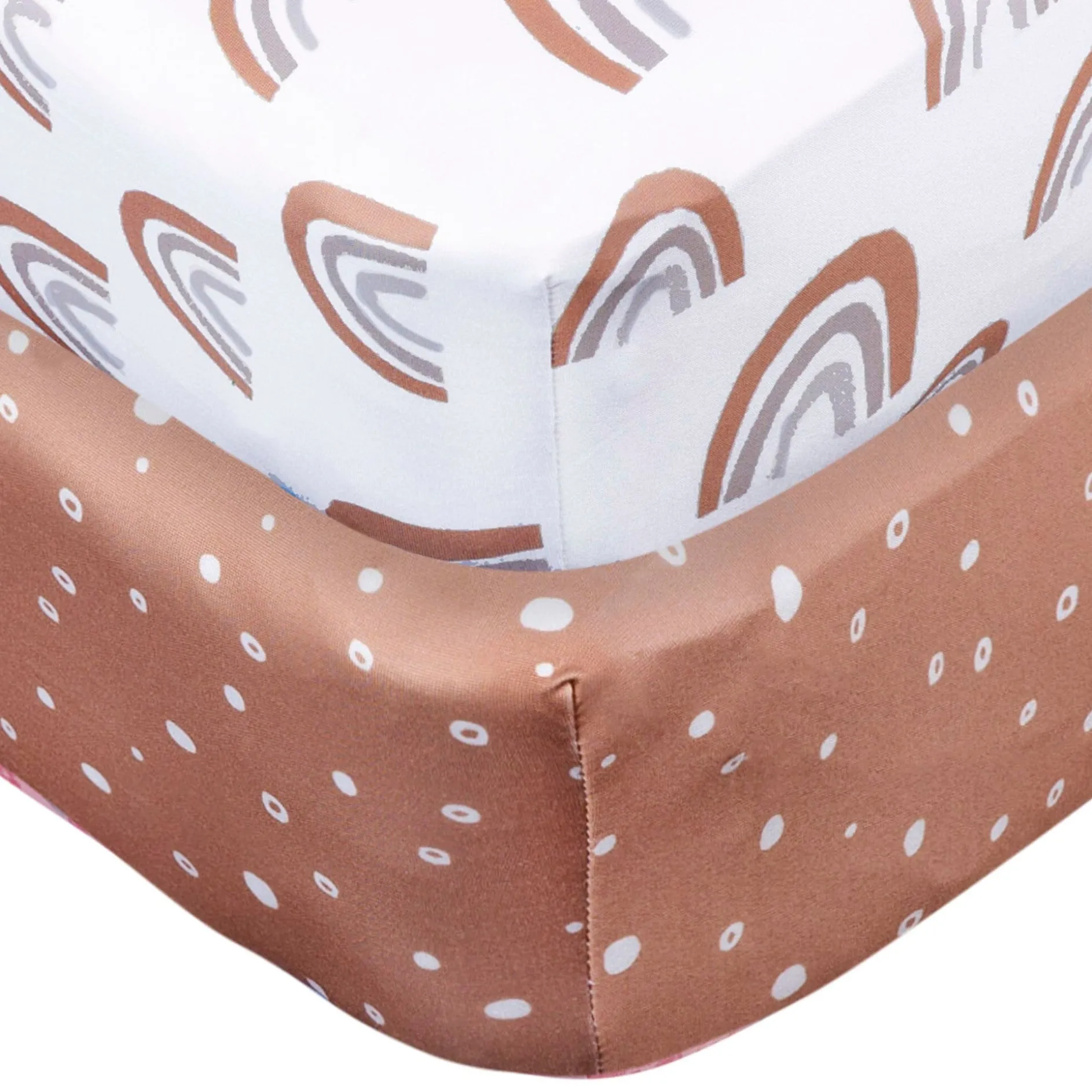 2-Pack Baby Neutral Boho Rainbow Crib Sheet