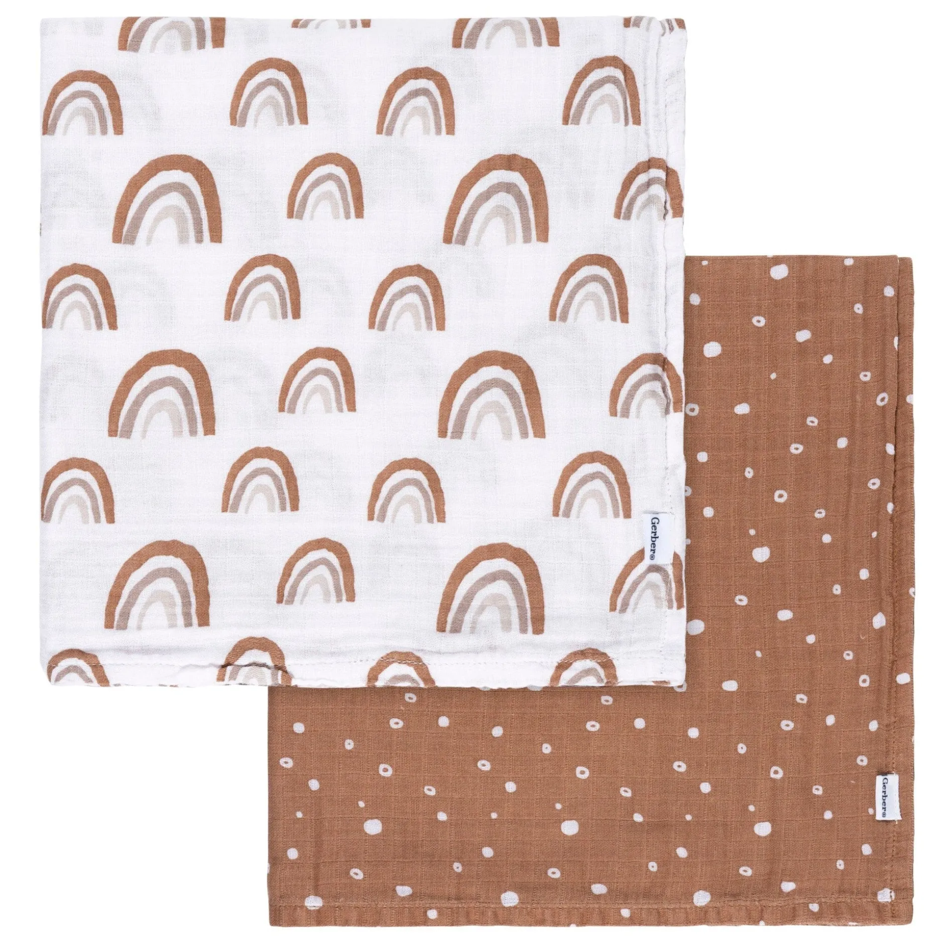 2-Pack Baby Neutral Boho Rainbow Muslin Blankets