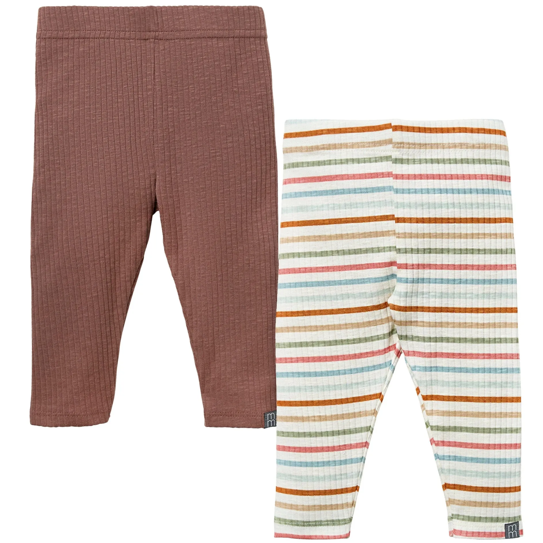 2-Pack Baby Neutral Brown & Ivory Striped Leggings