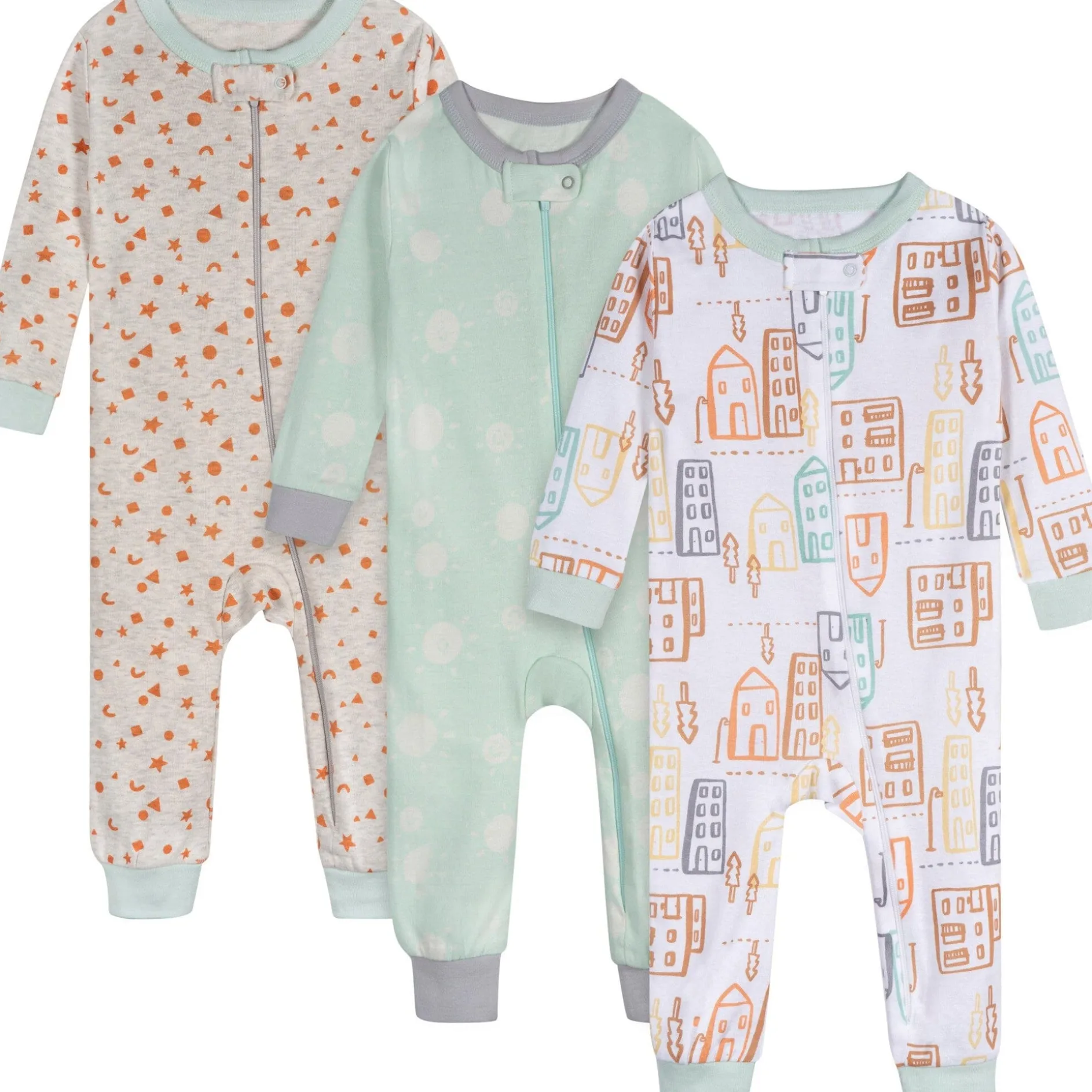3-Pack Baby Neutral City Sunset Footless Pajamas
