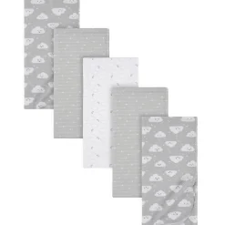 5-Pack Baby Neutral Clouds Flannel Receiving Blankets