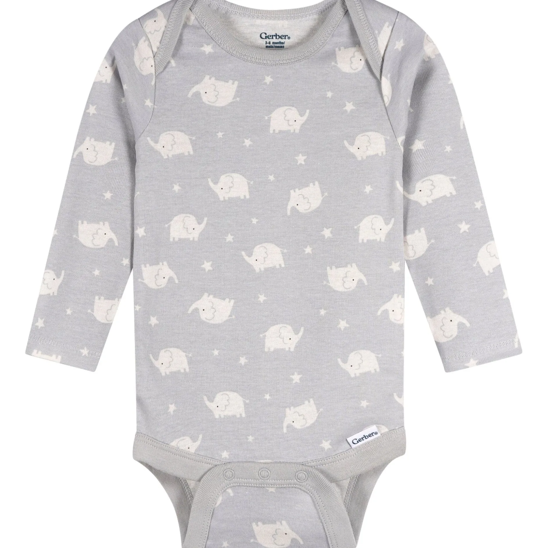 3-Pack Baby Neutral Elephant Love Long Sleeve Onesies® Bodysuits
