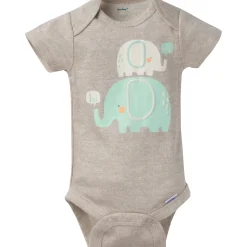 8-Pack Baby Neutral Elephant Short-Sleeve Onesies® Bodysuits