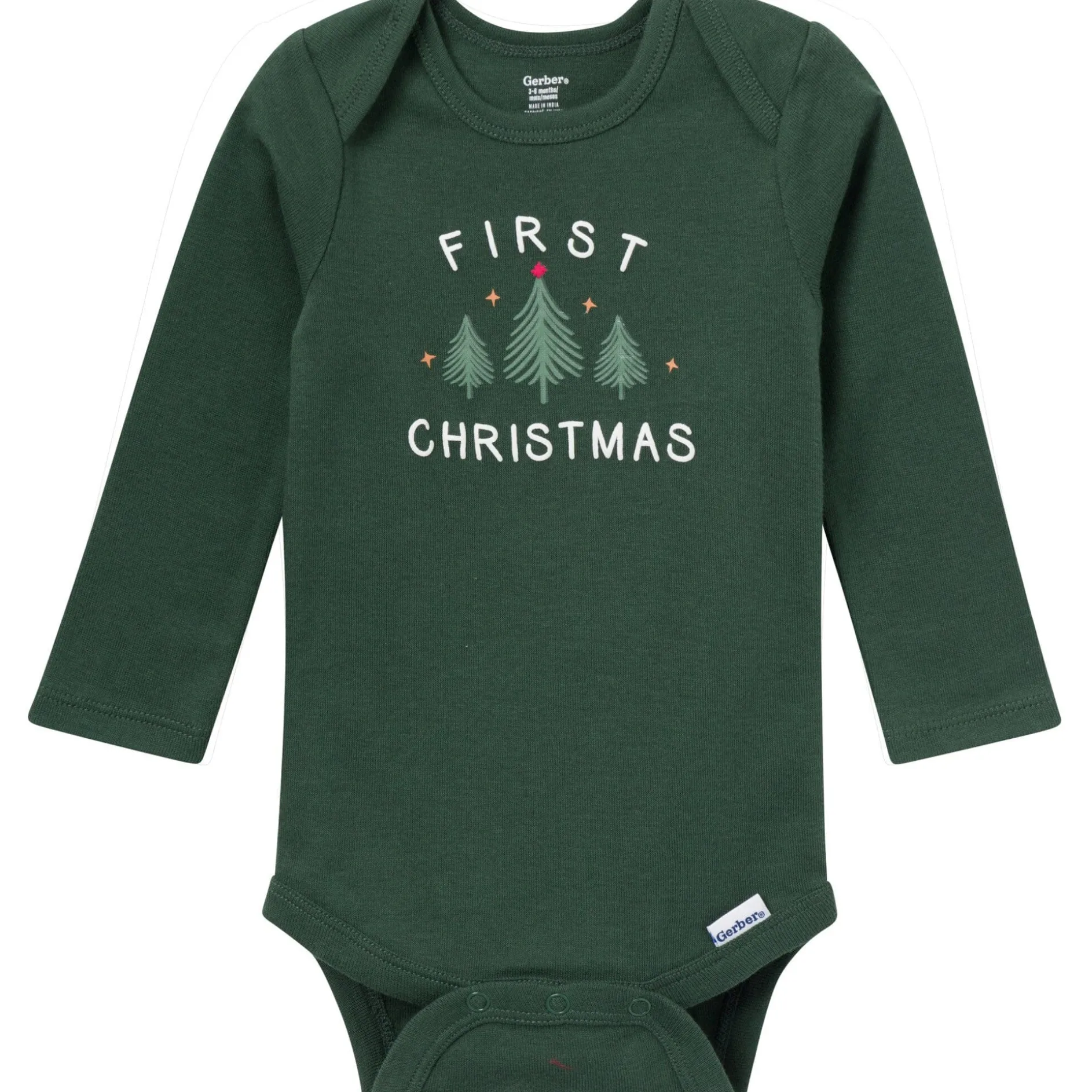 3-Pack Baby Neutral First Christmas Long Sleeve Onesies® Bodysuits