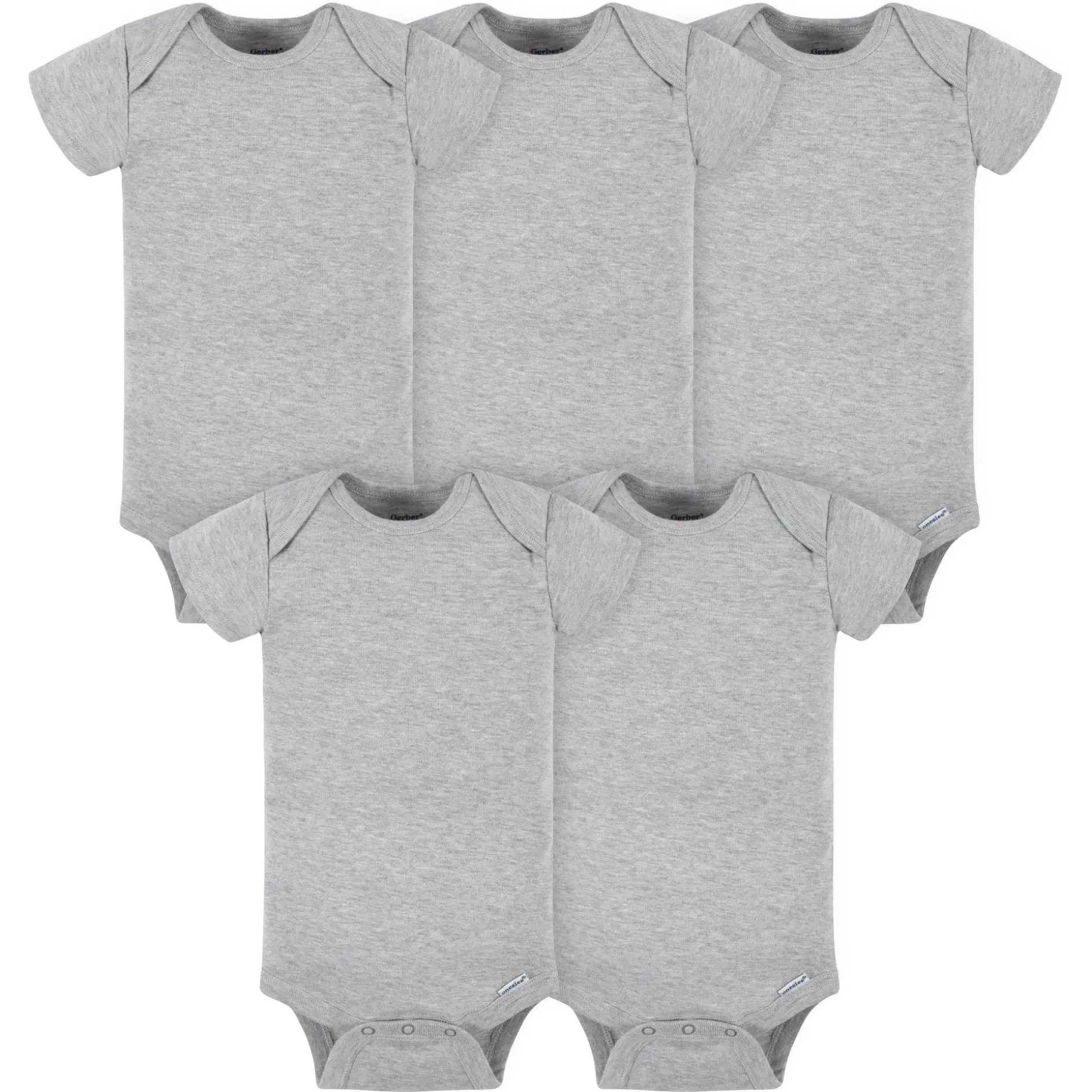 5-Pack Baby Neutral Gray Heather Ribbed Onesies® Bodysuits