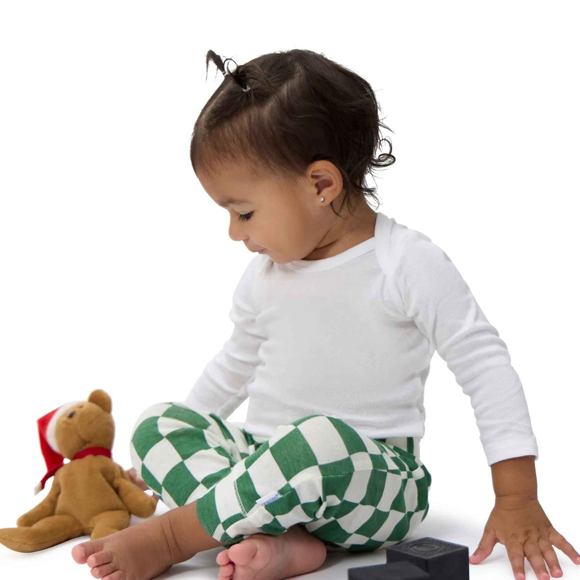 3-Pack Baby Neutral Green Checkers Active Pants