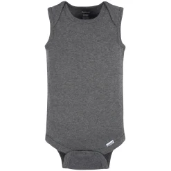 5-Pack Baby Neutral Grey Heather Sleeveless Lap Shoulder Onesies® Bodysuits