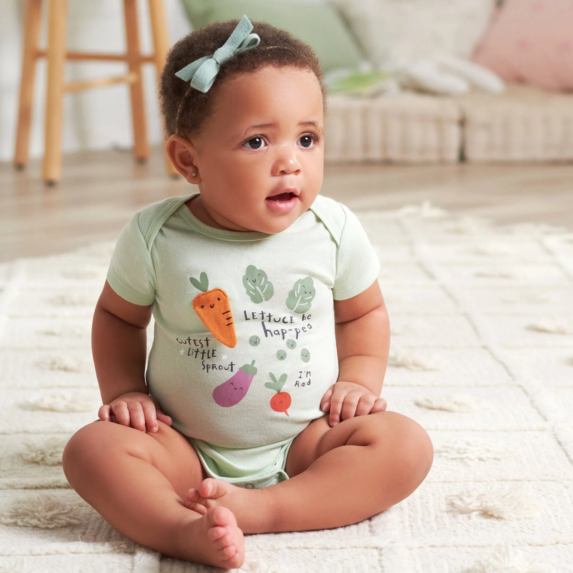 5-Pack Baby Neutral Happy Veggies Onesies® Bodysuits