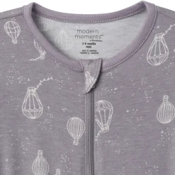 2-Pack Baby Neutral Hot Air Balloon Zip Front Viscose Rompers