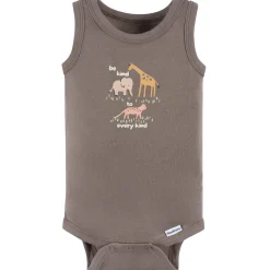 4-Pack Baby Neutral Ivory Safari Sleeveless Onesies® Bodysuits