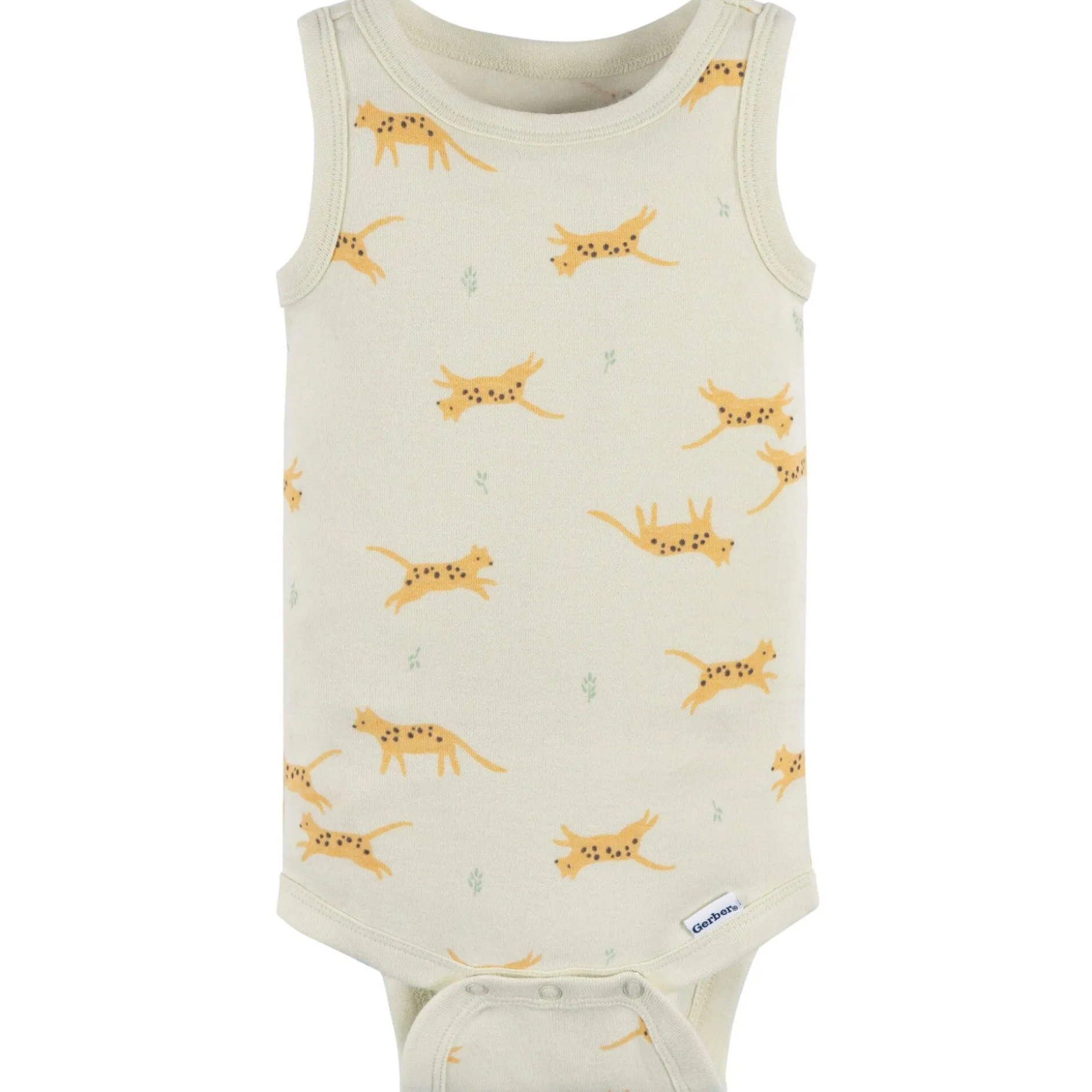 4-Pack Baby Neutral Ivory Safari Sleeveless Onesies® Bodysuits