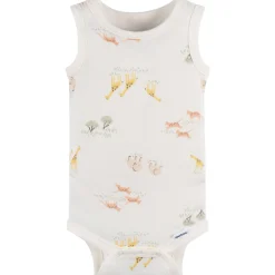 4-Pack Baby Neutral Ivory Safari Sleeveless Onesies® Bodysuits