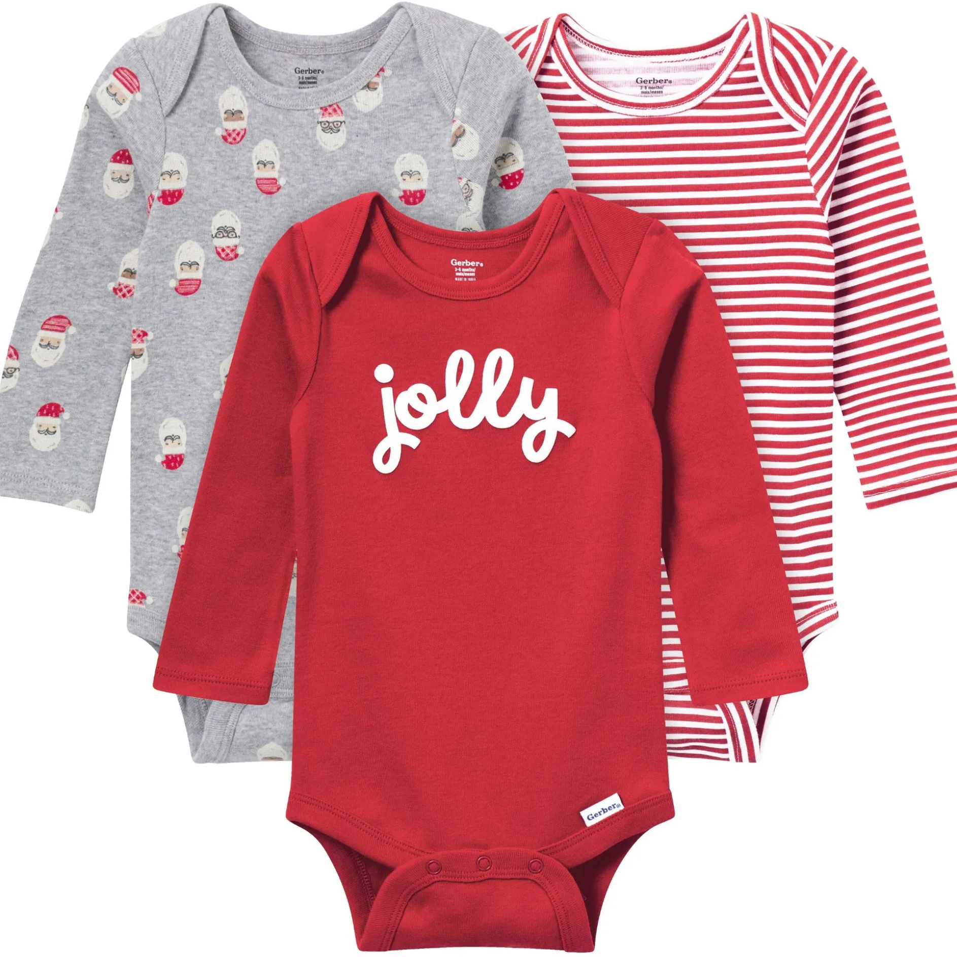 3-Pack Baby Neutral Jolly Long Sleeve Onesies® Bodysuits