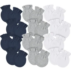 12-Pack Baby Neutral Navy, Gray, & White No Scratch Mittens