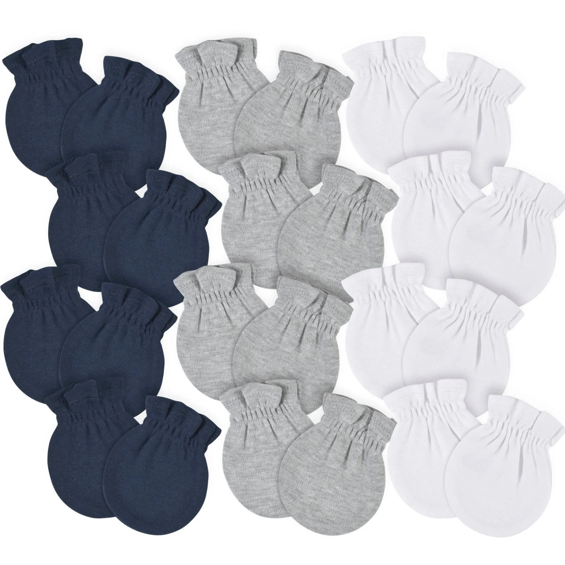 12-Pack Baby Neutral Navy, Gray, & White No Scratch Mittens