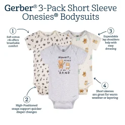 3-Pack Baby Neutral Newest Band Member Short Sleeve Onesies® Bodysuits
