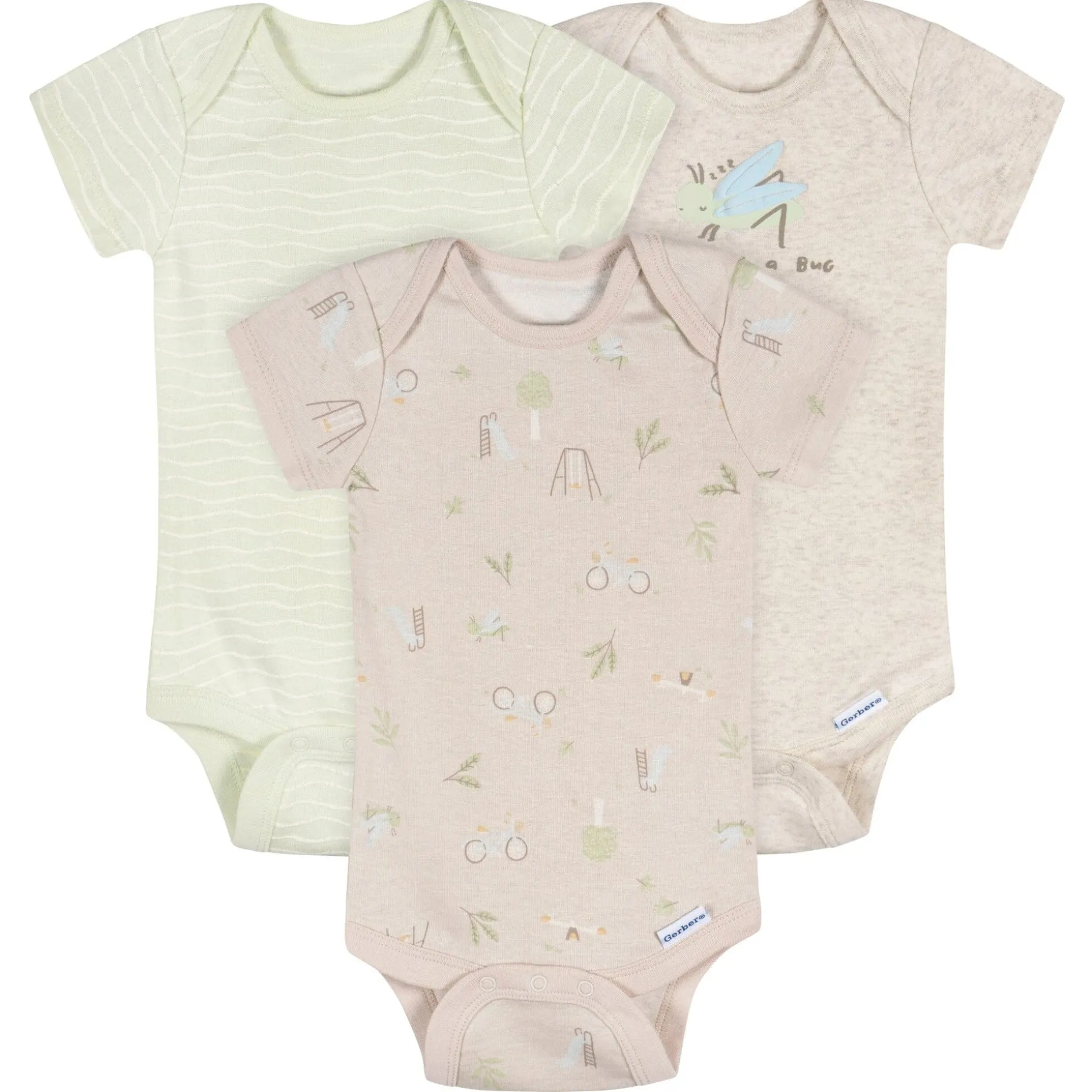 3-Pack Baby Neutral Park Life Short Sleeve Onesies® Bodysuits