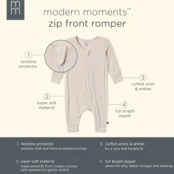 2-Pack Baby Neutral Pasta Dinner Zip Front Viscose Rompers
