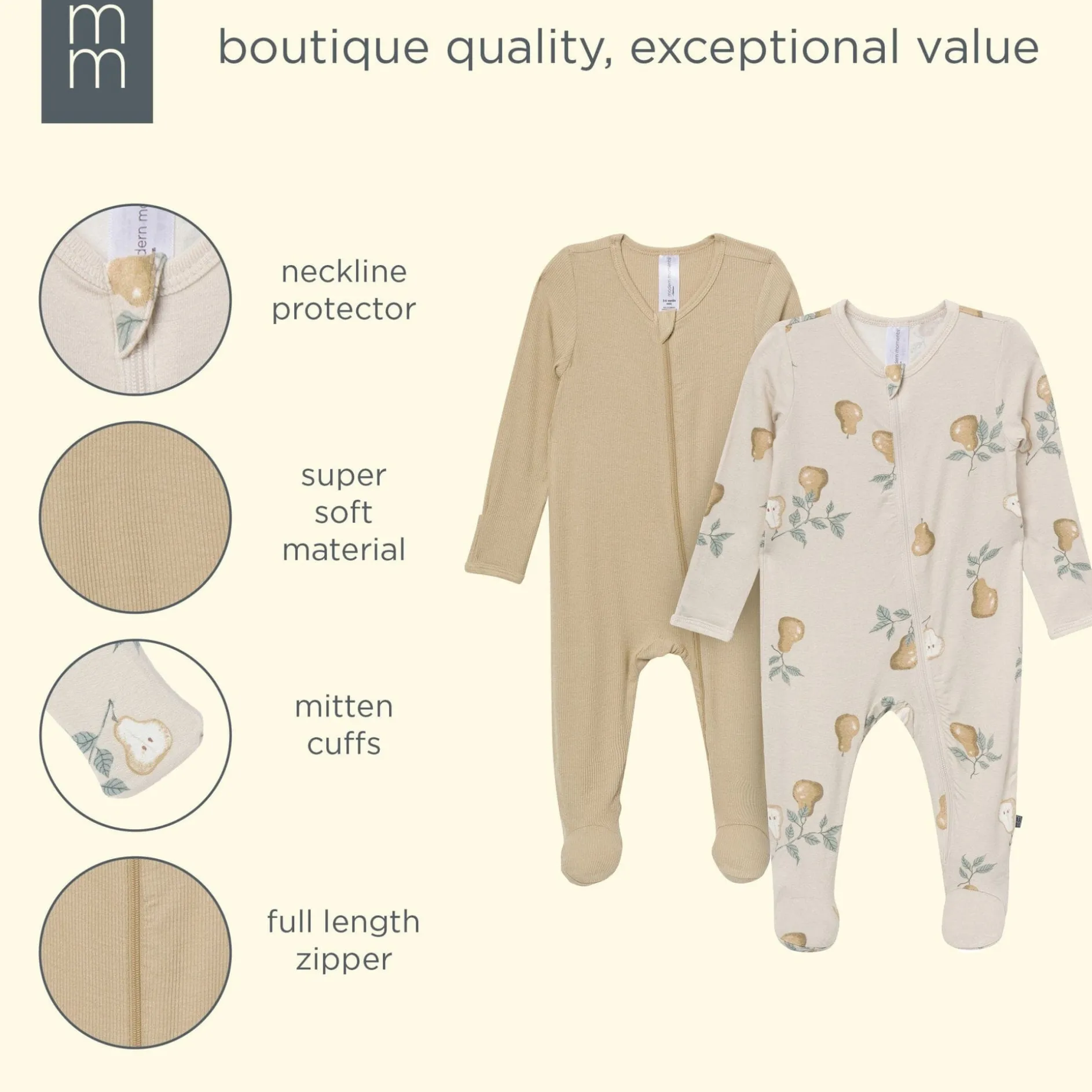 2-Pack Baby Neutral Pears Sleep 'N Plays with Mitten Cuffs