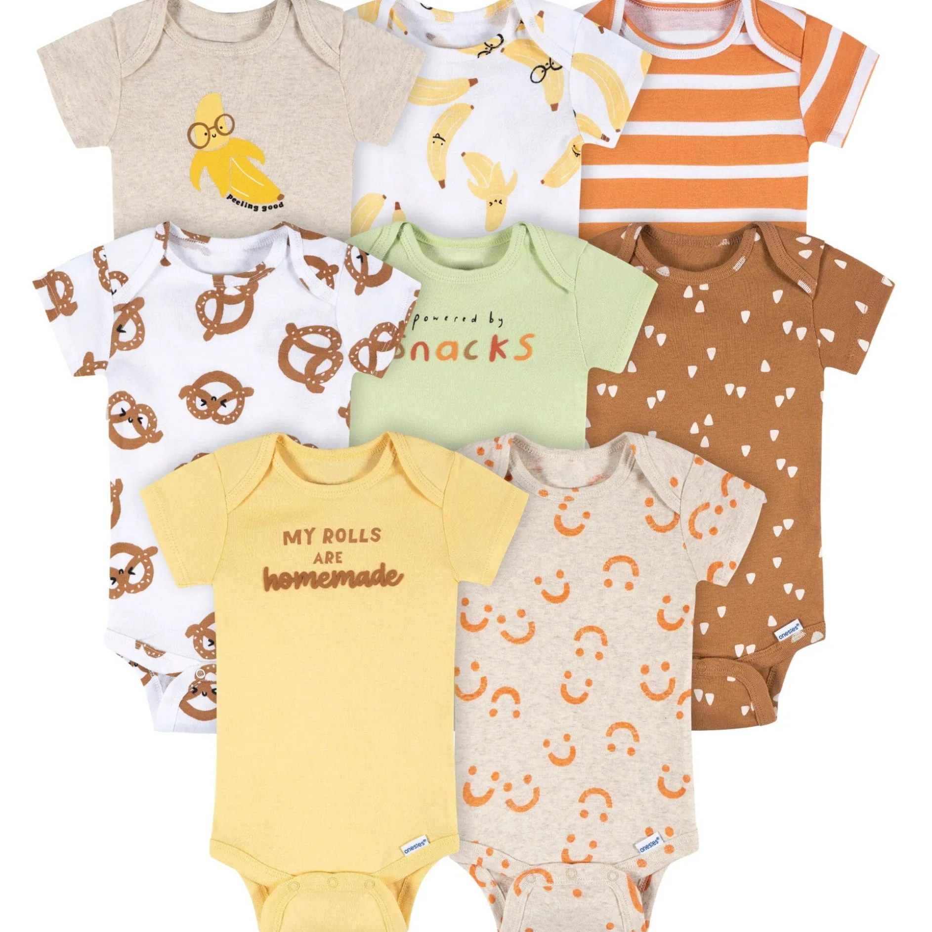 8-Pack Baby Neutral Peeling Good Short Sleeve Onesies® Bodysuits
