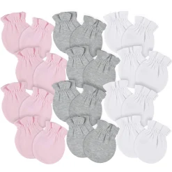 12-Pack Baby Neutral Pink, Gray, & White No Scratch Mittens