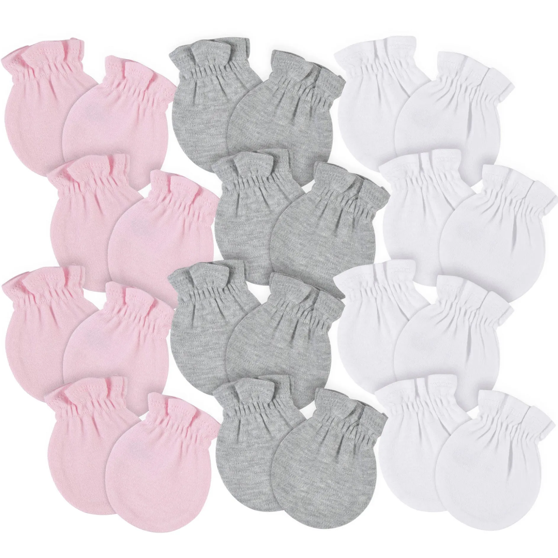 12-Pack Baby Neutral Pink, Gray, & White No Scratch Mittens