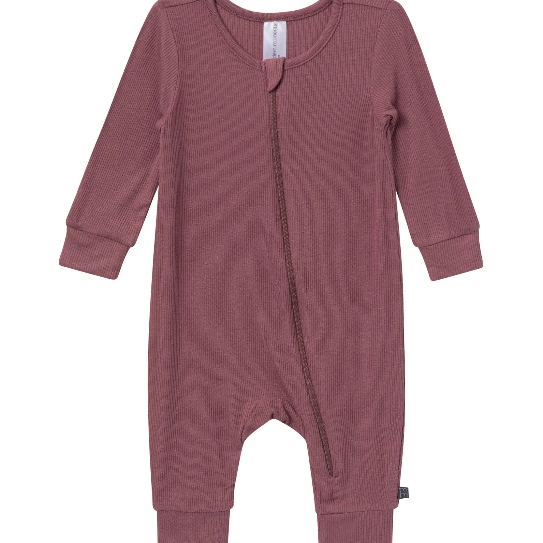 2-Pack Baby Neutral Plums Zip Front Viscose Rompers