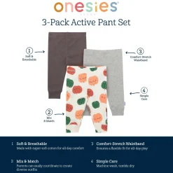 3-Pack Baby Neutral Pumpkins Active Pants