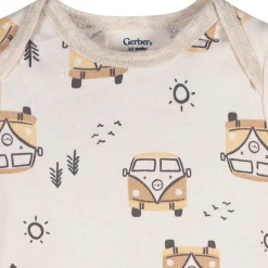 3-Pack Baby Neutral Road Trip Short Sleeve Onesies® Bodysuits