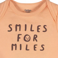 3-Pack Baby Neutral Smiles For Miles Short Sleeve Onesies® Bodysuits