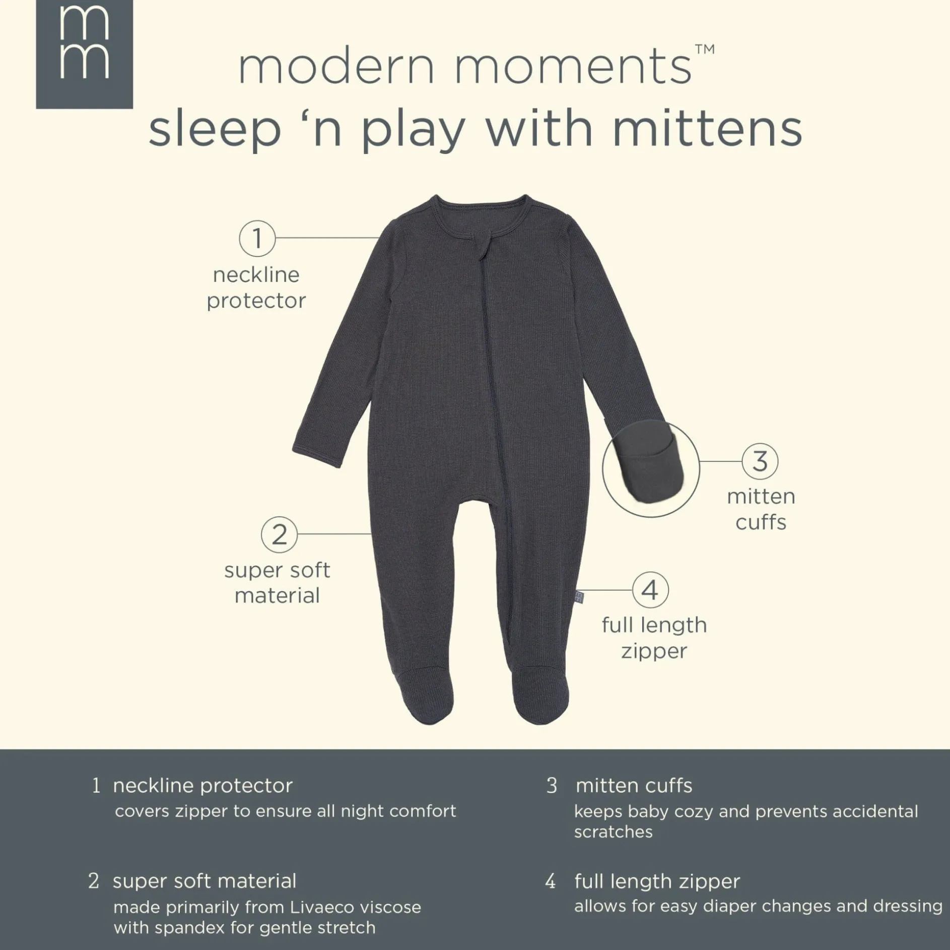 2-Pack Baby Neutral Sparrows Sleep 'N Plays With Mitten Cuffs