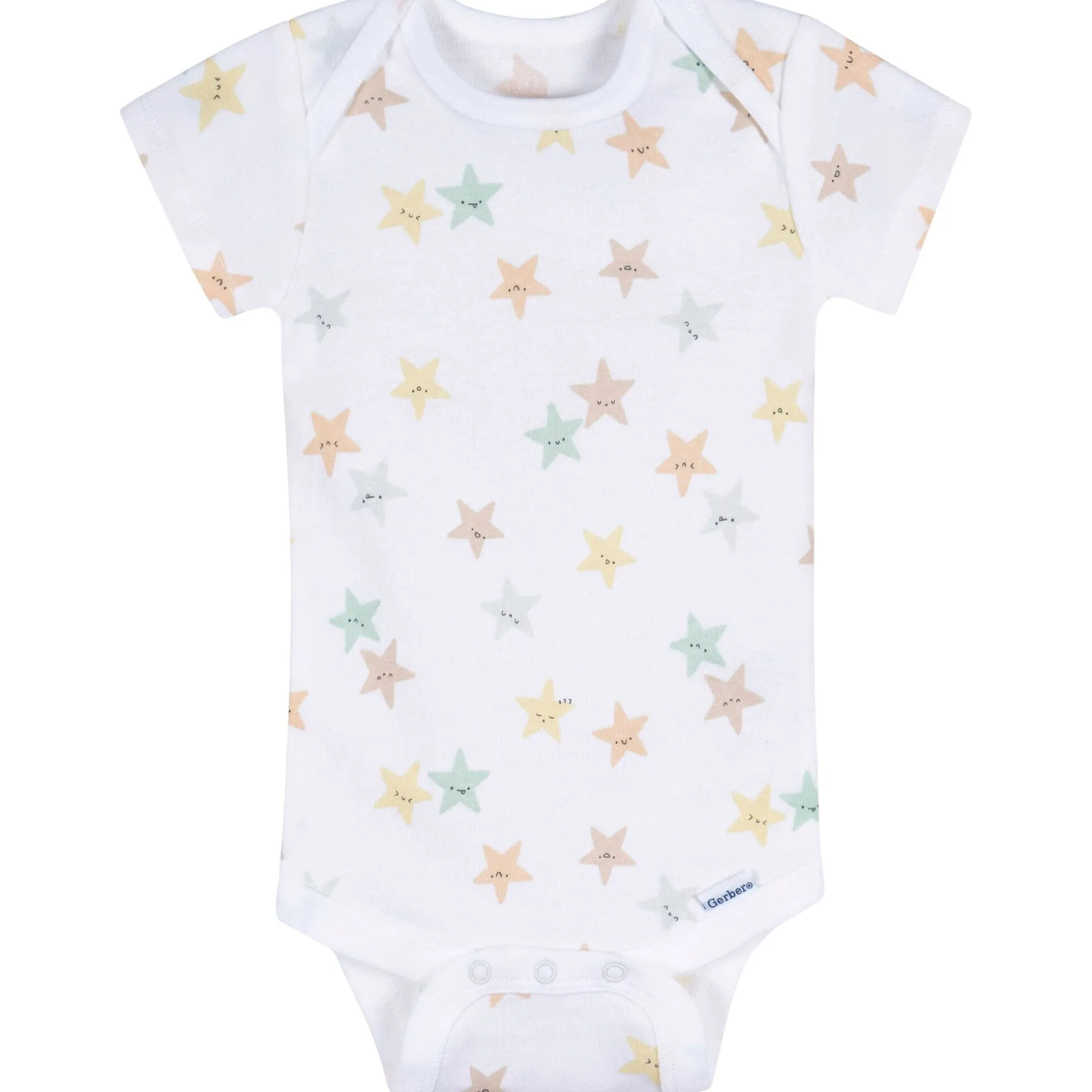 3-Pack Baby Neutral Starry Smiles Short Sleeve Onesies® Bodysuits