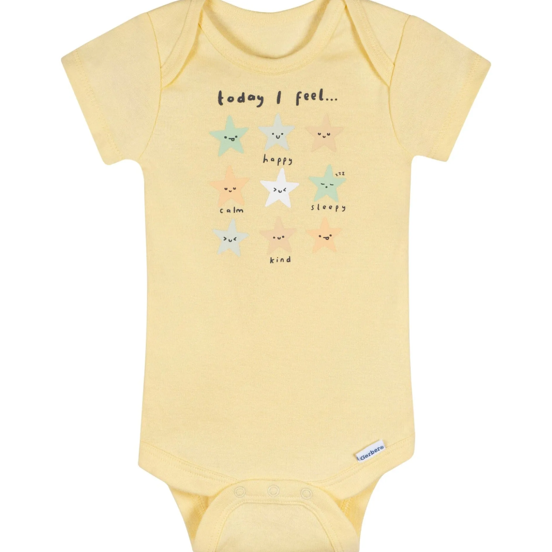 3-Pack Baby Neutral Starry Smiles Short Sleeve Onesies® Bodysuits