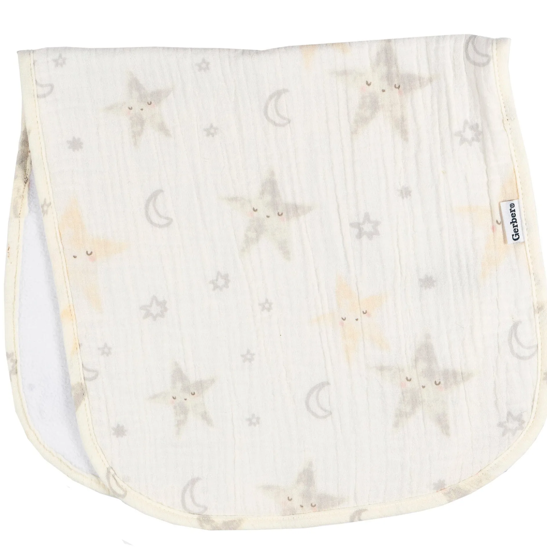 5-Pack Baby Neutral Stars Muslin Burp Cloths