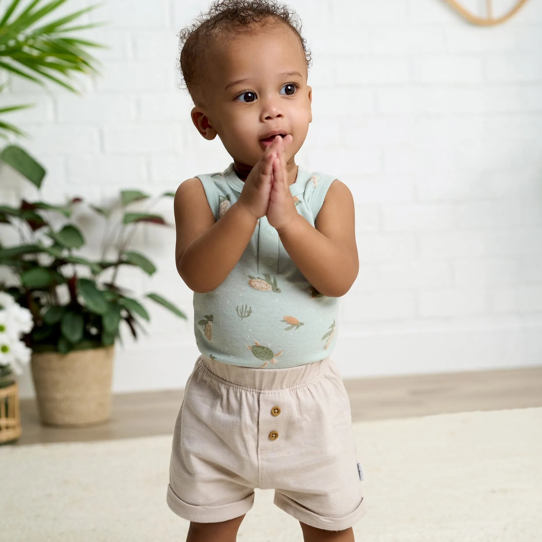 3-Pack Baby Neutral Tan Stripe, Tan, & Grey Knit Shorts