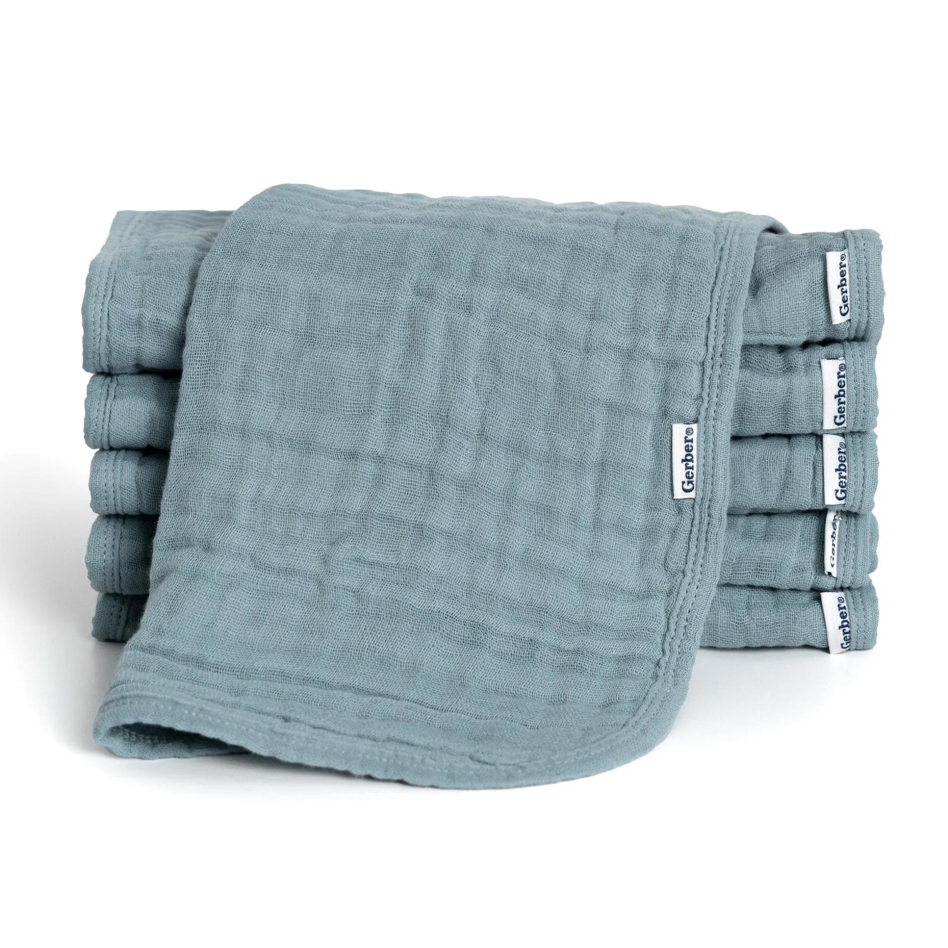 6-Pack Baby Neutral Teal Muslin Burp Cloths