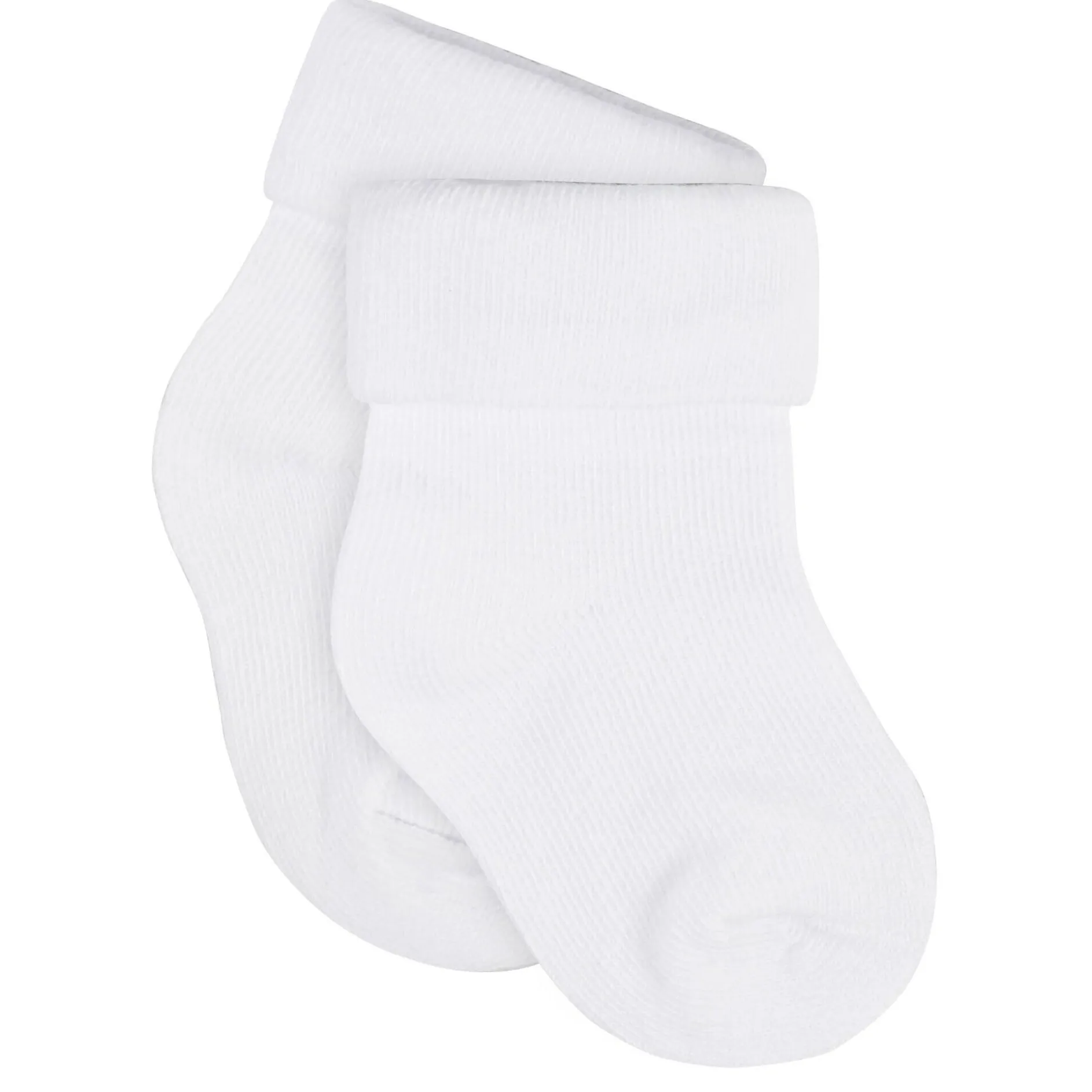 12-Pack Baby Neutral White Jersey Cuffed Bootie Socks