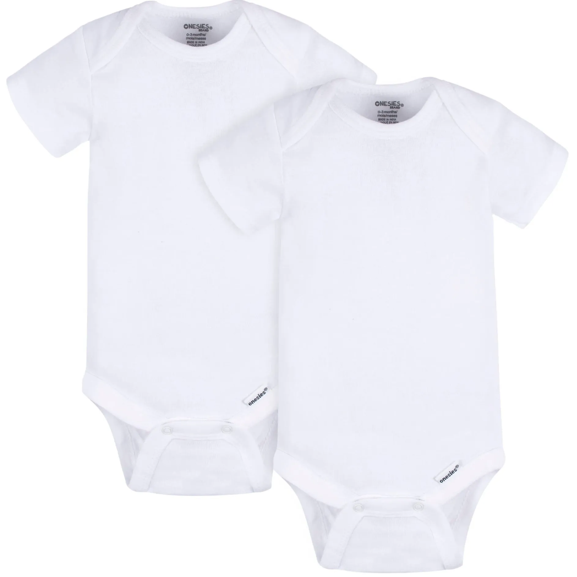 2-Pack Baby Neutral White Short Sleeve Onesies® Bodysuits