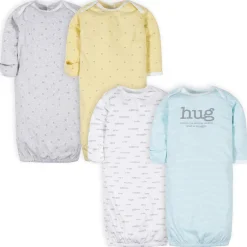 4-Pack Baby Neutral Words Gowns (Preemie)