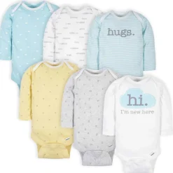 6-Pack Baby Neutral Words Long Sleeve Onesies® Bodysuits