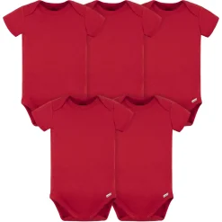 5-Pack Baby Red Premium Short Sleeve Onesies® Bodysuits