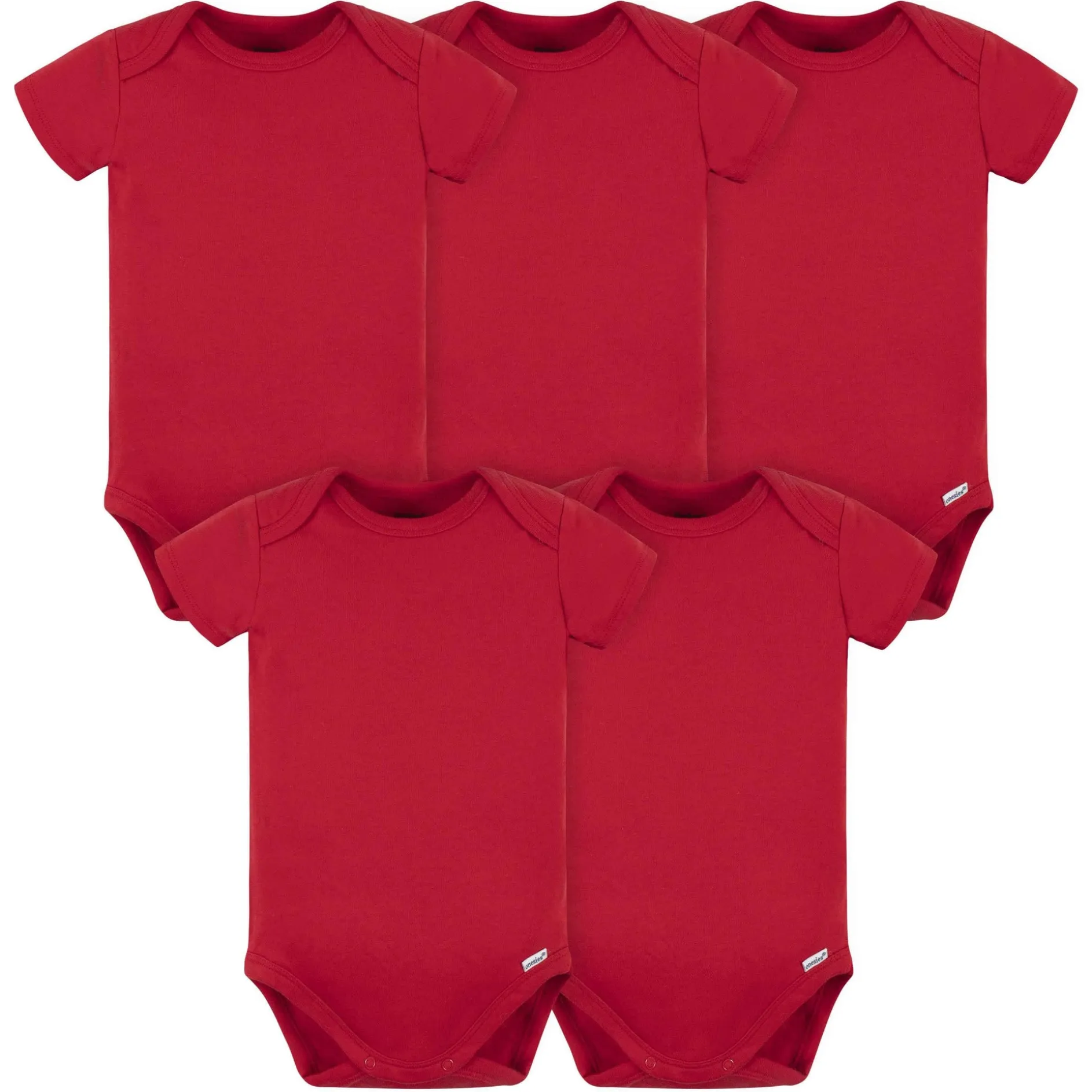 5-Pack Baby Red Premium Short Sleeve Onesies® Bodysuits