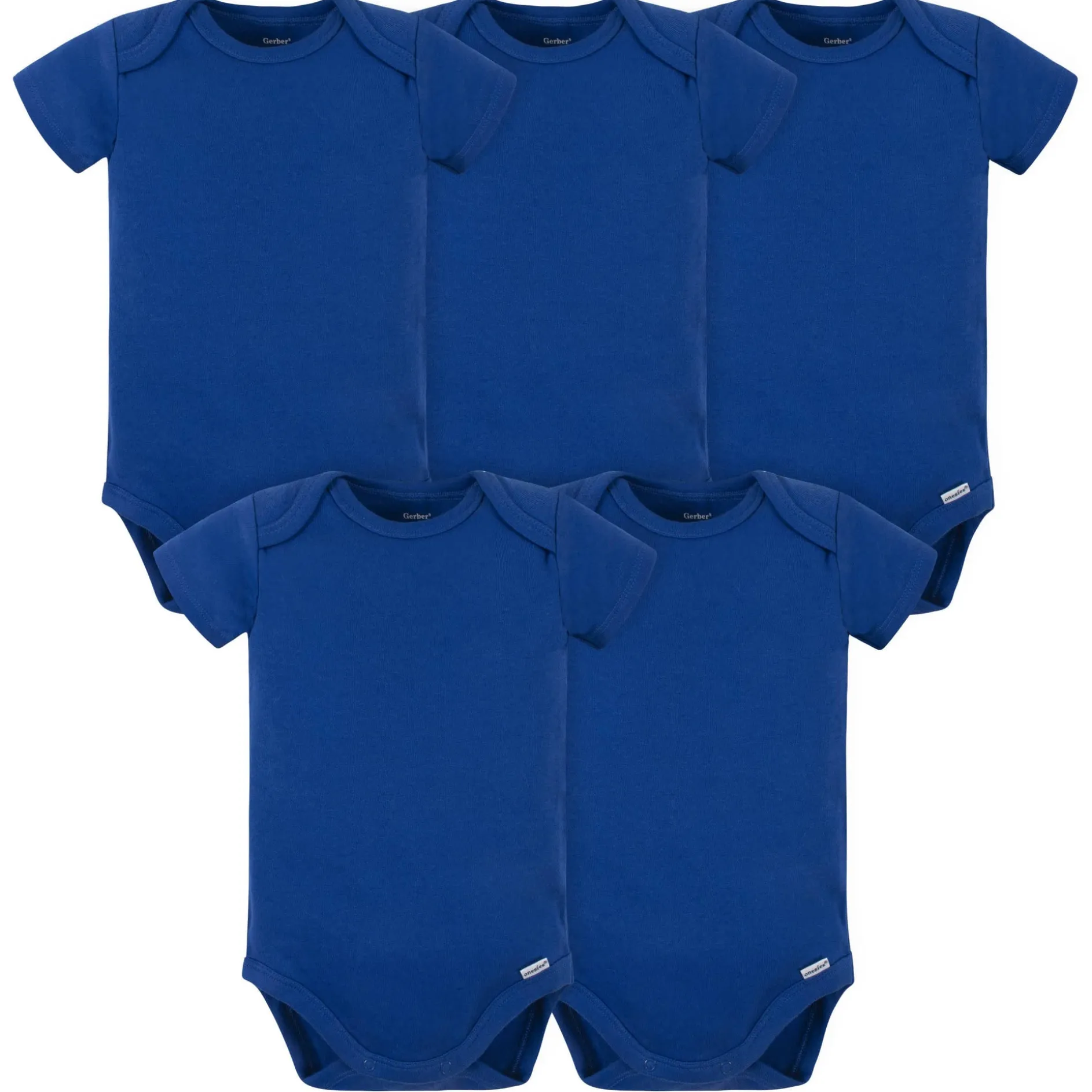 5-Pack Baby Royal Blue Premium Short Sleeve Onesies® Bodysuits