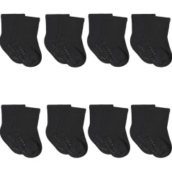 8-Pack Baby & Toddler Black Wiggle Proof® Jersey Crew Socks