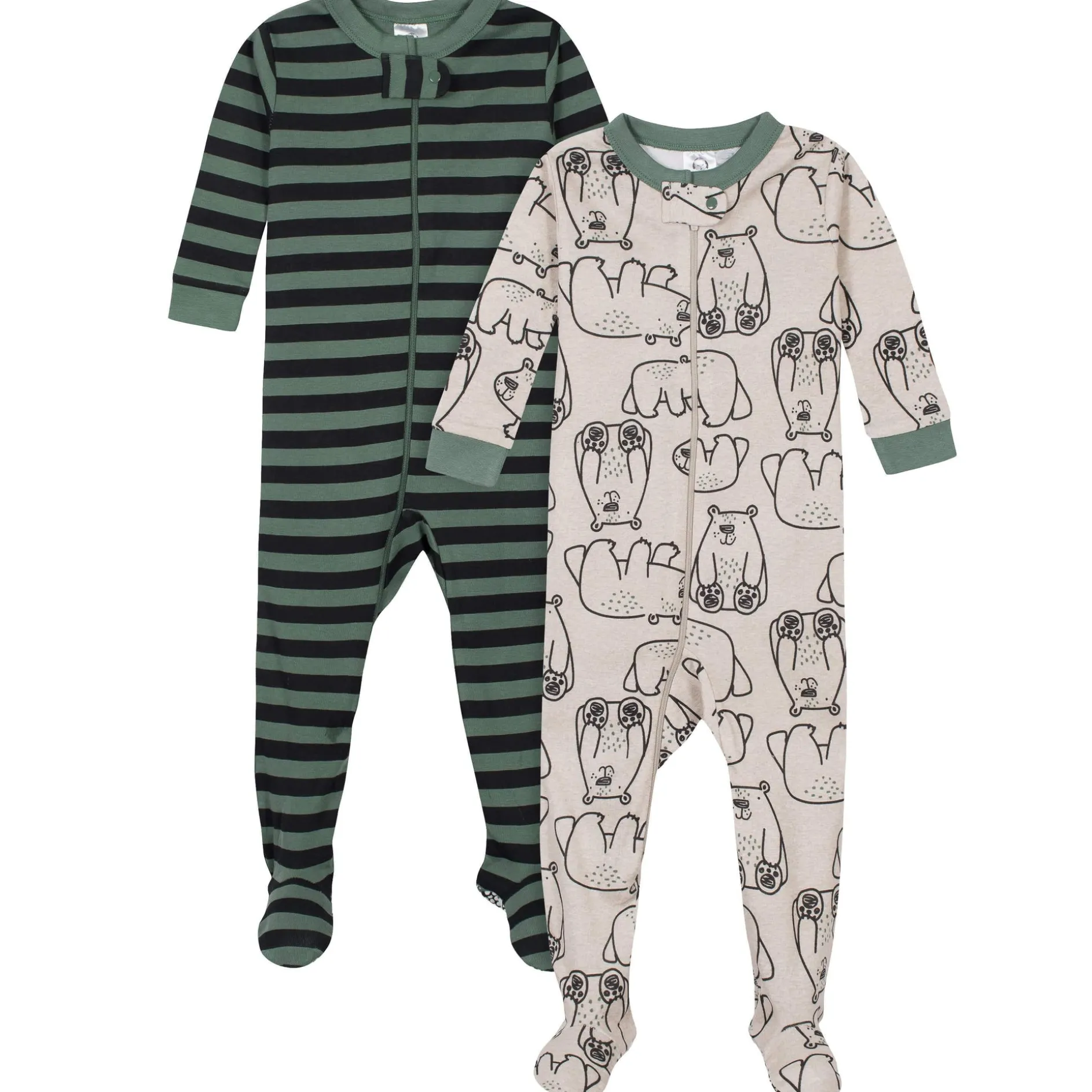 2-Pack Baby & Toddler Boys Bear Snug Fit Footed Cotton Pajamas