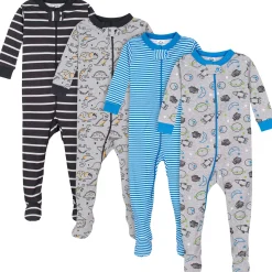 4-Pack Baby & Toddler Boys Dinosaurs & Space Snug Fit Footed Cotton Pajamas